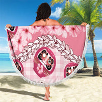 Japanese Daruma Doll Palaka Beach Blanket Cherry Blossoms With Shell Lei - Wonder Print Shop