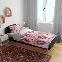 Japanese Daruma Doll Palaka Bedding Set Cherry Blossoms With Shell Lei - Wonder Print Shop