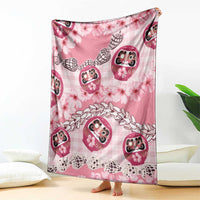 Japanese Daruma Doll Palaka Blanket Cherry Blossoms With Shell Lei - Wonder Print Shop