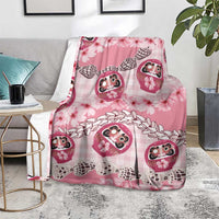 Japanese Daruma Doll Palaka Blanket Cherry Blossoms With Shell Lei - Wonder Print Shop