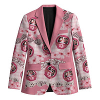 Japanese Daruma Doll Palaka Blazer Cherry Blossoms With Shell Lei - Wonder Print Shop