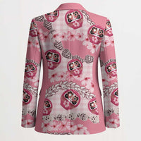 Japanese Daruma Doll Palaka Blazer Cherry Blossoms With Shell Lei - Wonder Print Shop