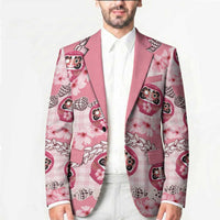 Japanese Daruma Doll Palaka Blazer Cherry Blossoms With Shell Lei - Wonder Print Shop