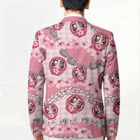 Japanese Daruma Doll Palaka Blazer Cherry Blossoms With Shell Lei - Wonder Print Shop