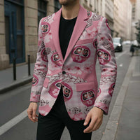 Japanese Daruma Doll Palaka Blazer Cherry Blossoms With Shell Lei - Wonder Print Shop