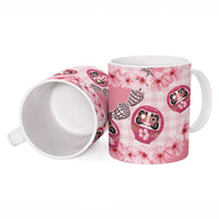 Japanese Daruma Doll Palaka Ceramic Mug Cherry Blossoms With Shell Lei - Wonder Print Shop