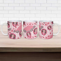 Japanese Daruma Doll Palaka Ceramic Mug Cherry Blossoms With Shell Lei - Wonder Print Shop