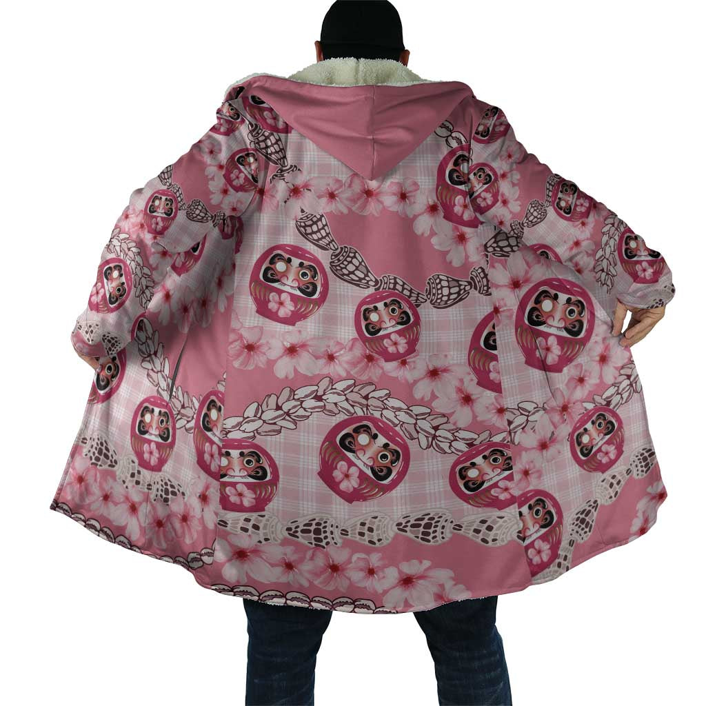 Japanese Daruma Doll Palaka Cloak Cherry Blossoms With Shell Lei - Wonder Print Shop
