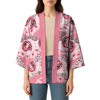 Japanese Daruma Doll Palaka Kimono Cherry Blossoms With Shell Lei - Wonder Print Shop