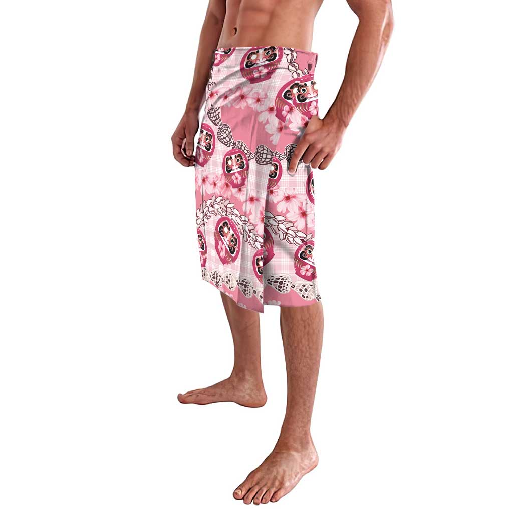 Japanese Daruma Doll Palaka Lavalava Cherry Blossoms With Shell Lei - Wonder Print Shop