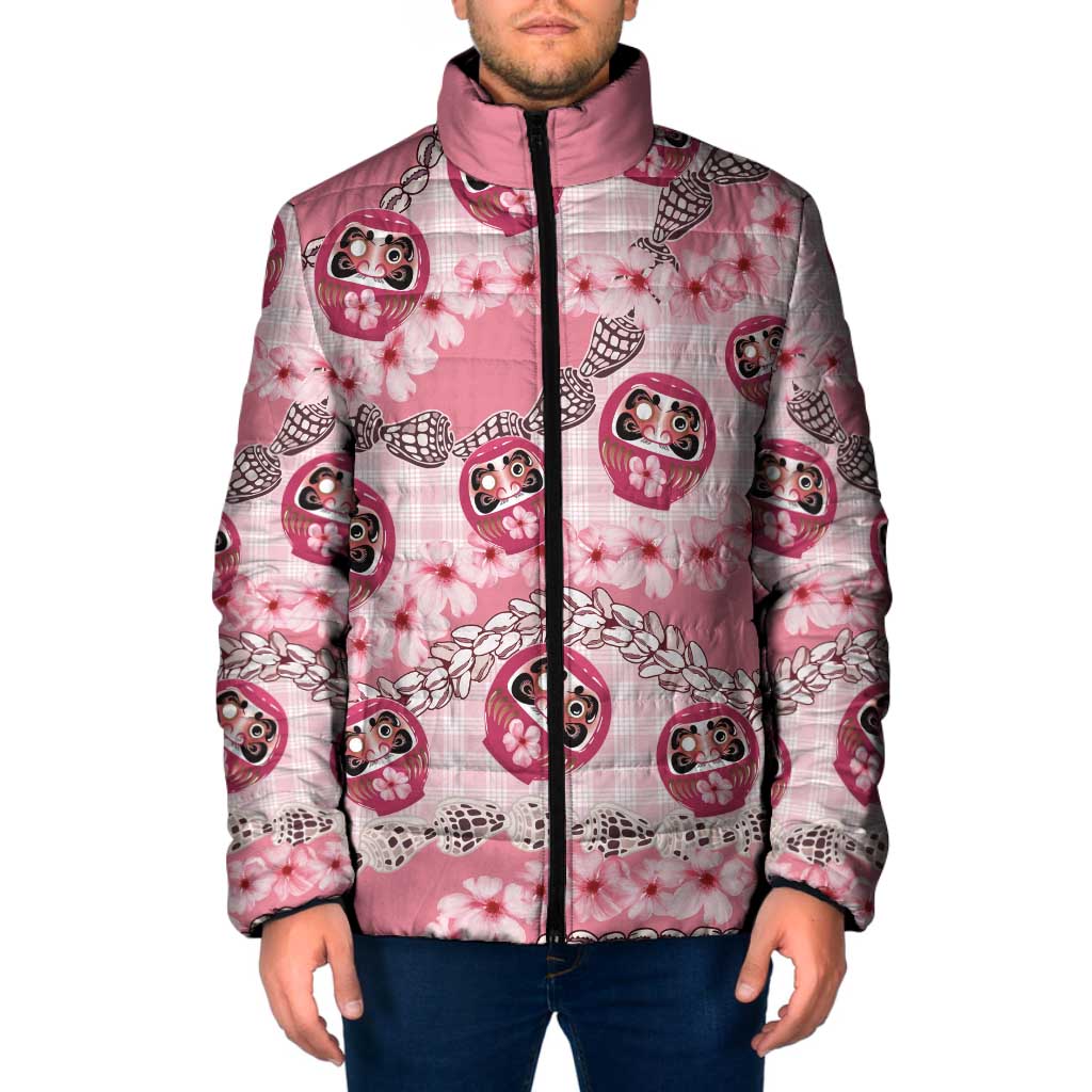 Japanese Daruma Doll Palaka Padded Jacket Cherry Blossoms With Shell Lei - Wonder Print Shop