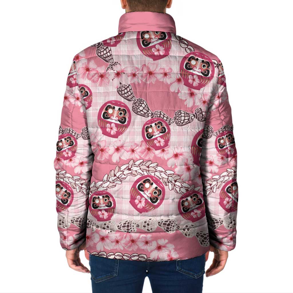 Japanese Daruma Doll Palaka Padded Jacket Cherry Blossoms With Shell Lei - Wonder Print Shop