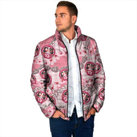 Japanese Daruma Doll Palaka Padded Jacket Cherry Blossoms With Shell Lei - Wonder Print Shop
