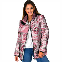 Japanese Daruma Doll Palaka Padded Jacket Cherry Blossoms With Shell Lei - Wonder Print Shop