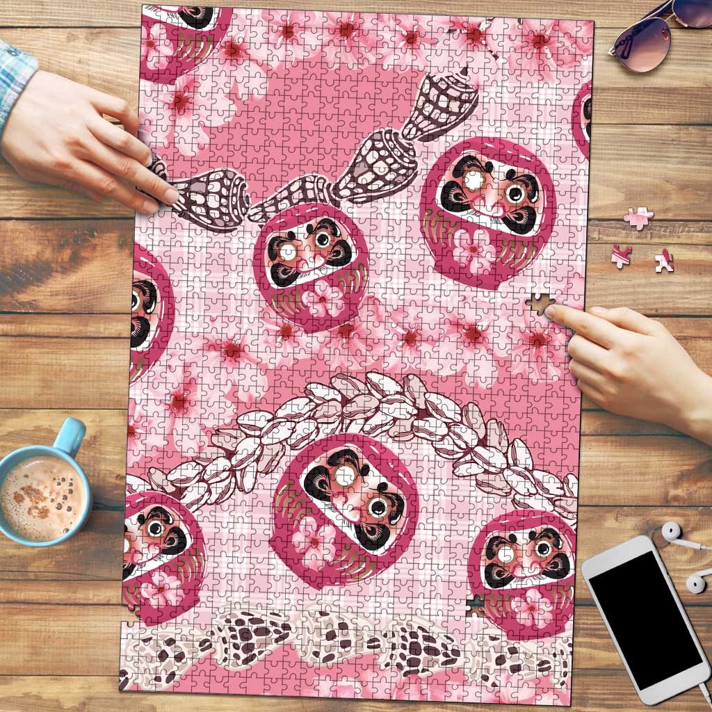 Japanese Daruma Doll Palaka Puzzle Cherry Blossoms With Shell Lei - Wonder Print Shop