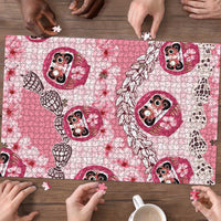 Japanese Daruma Doll Palaka Puzzle Cherry Blossoms With Shell Lei - Wonder Print Shop