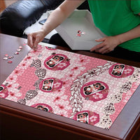 Japanese Daruma Doll Palaka Puzzle Cherry Blossoms With Shell Lei - Wonder Print Shop