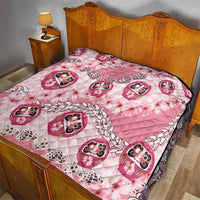 Japanese Daruma Doll Palaka Quilt Cherry Blossoms With Shell Lei - Wonder Print Shop