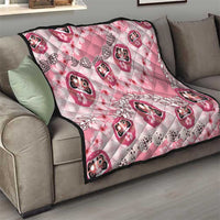 Japanese Daruma Doll Palaka Quilt Cherry Blossoms With Shell Lei - Wonder Print Shop