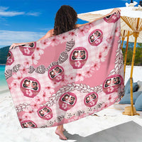 Japanese Daruma Doll Palaka Sarong Cherry Blossoms With Shell Lei - Wonder Print Shop