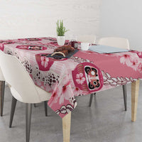 Japanese Daruma Doll Palaka Tablecloth Cherry Blossoms With Shell Lei - Wonder Print Shop