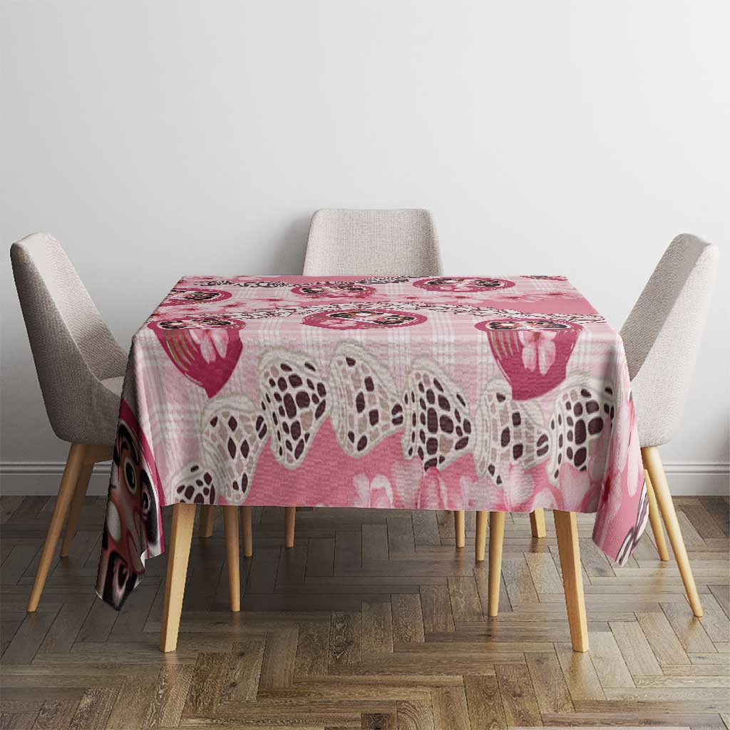 Japanese Daruma Doll Palaka Tablecloth Cherry Blossoms With Shell Lei - Wonder Print Shop