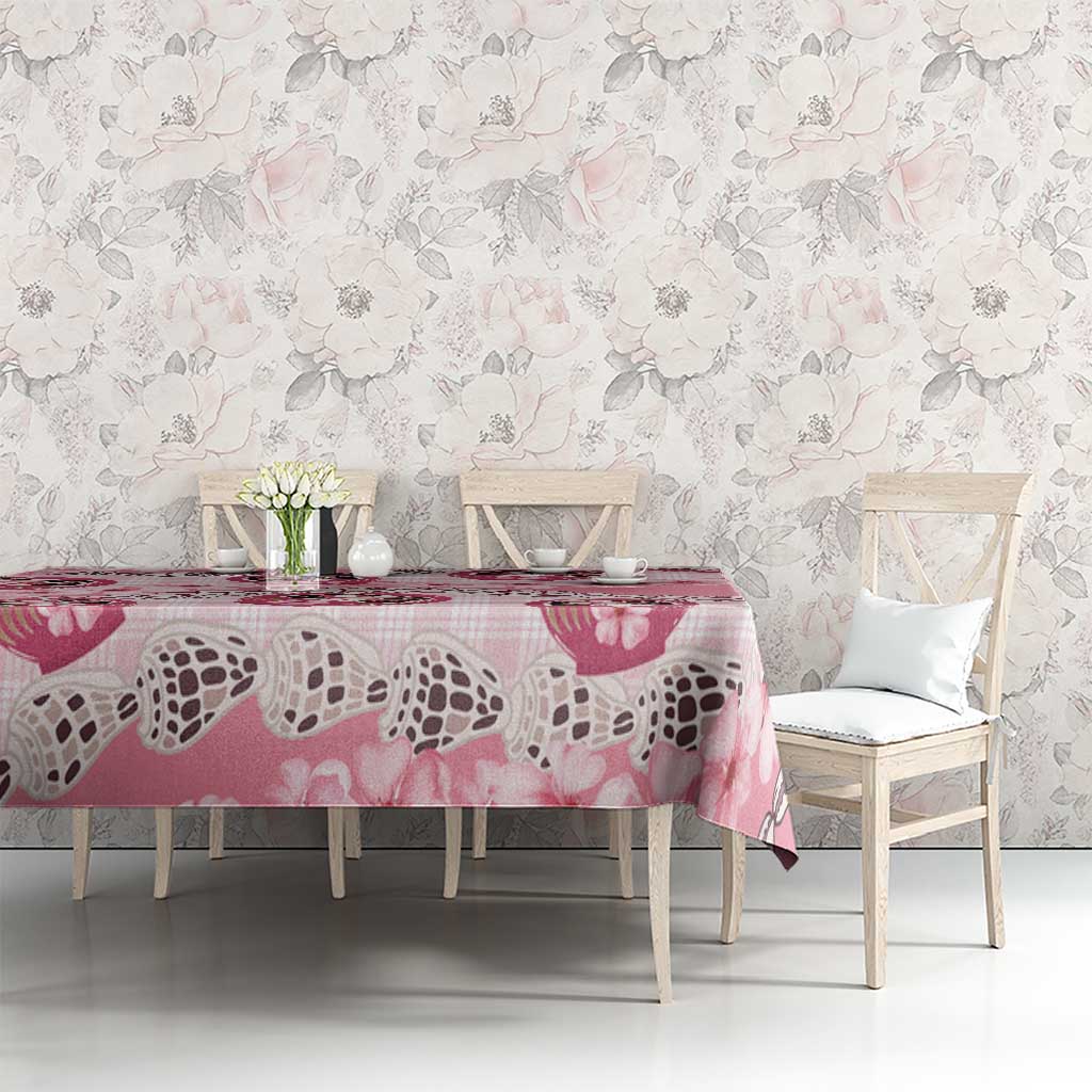 Japanese Daruma Doll Palaka Tablecloth Cherry Blossoms With Shell Lei - Wonder Print Shop