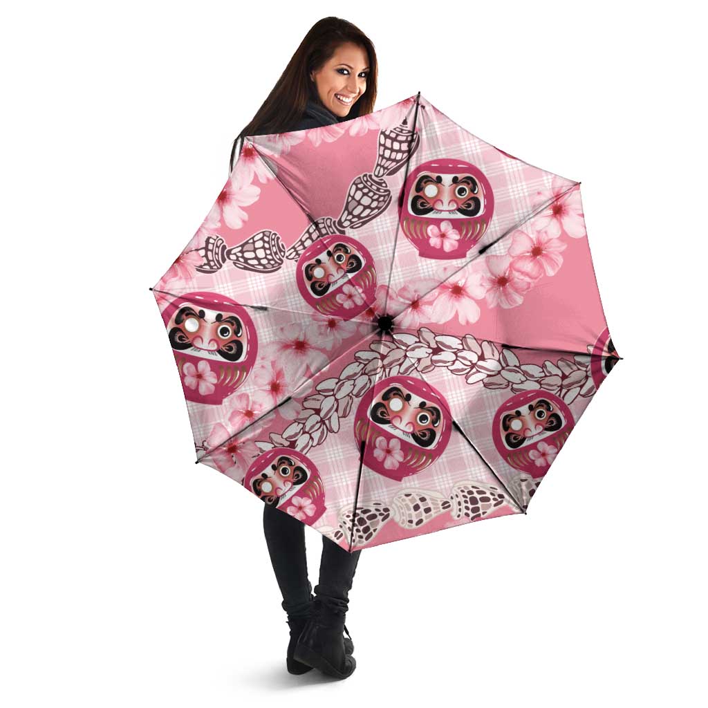 Japanese Daruma Doll Palaka Umbrella Cherry Blossoms With Shell Lei - Wonder Print Shop