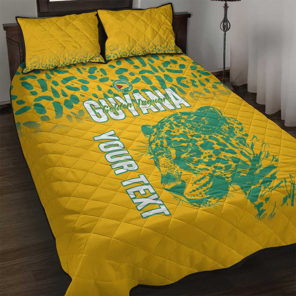 Custom Guyana Football Quilt Bed Set 2025 Go Golden Jaguars