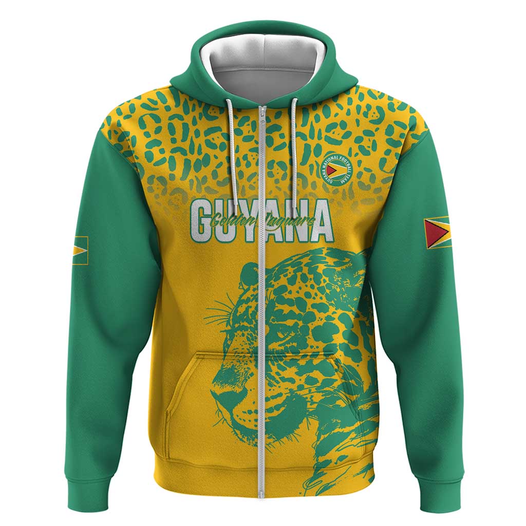 Custom Guyana Football Zip Hoodie 2025 Go Golden Jaguars