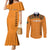 Custom Zambia Football Couples Matching Mermaid Dress and Long Sleeve Button Shirt Copper Queens Kente Pattern