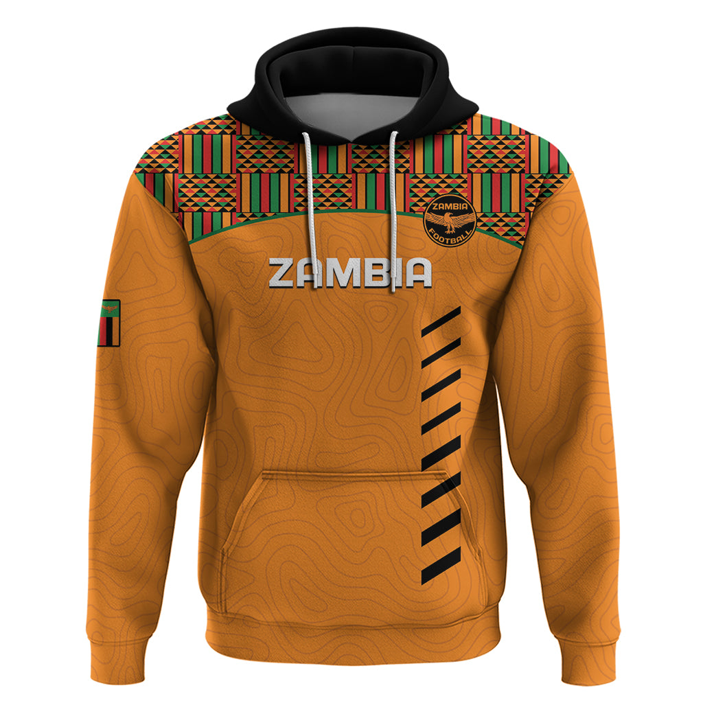 Custom Zambia Football Hoodie Copper Queens Kente Pattern - Wonder Print Shop