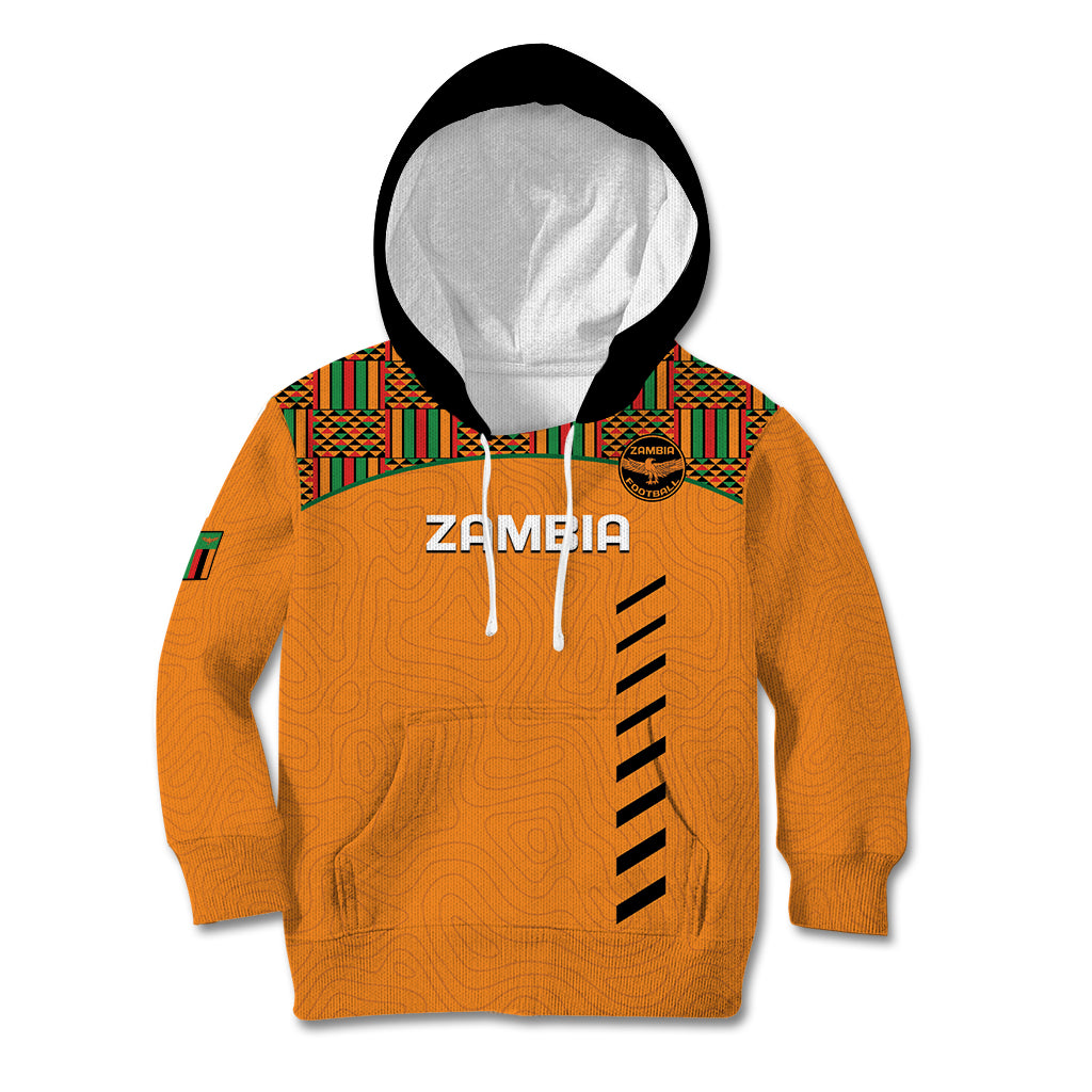 Custom Zambia Football Kid Hoodie Copper Queens Kente Pattern - Wonder Print Shop