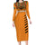 Custom Zambia Football Long Sleeve Bodycon Dress Copper Queens Kente Pattern - Wonder Print Shop