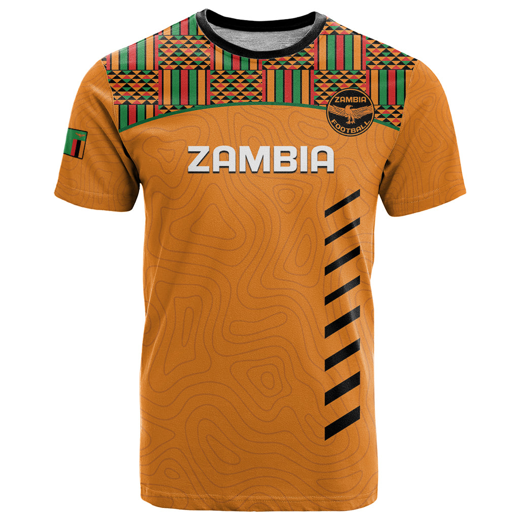 Custom Zambia Football T Shirt Copper Queens Kente Pattern