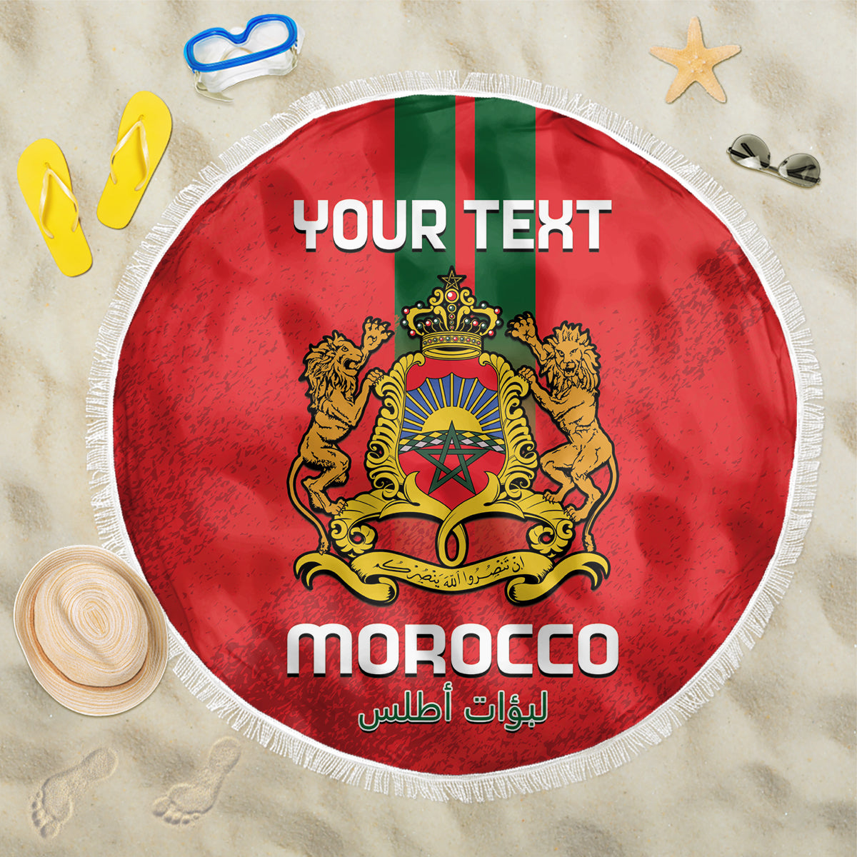 Custom Morocco Football Beach Blanket Go Lionesses of Atlas - Wonder Print Shop