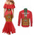 Custom Morocco Football Couples Matching Mermaid Dress and Long Sleeve Button Shirt Go Lionesses of Atlas