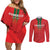 Custom Morocco Football Couples Matching Off Shoulder Short Dress and Long Sleeve Button Shirt Go Lionesses of Atlas