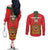 Custom Morocco Football Couples Matching Off The Shoulder Long Sleeve Dress and Long Sleeve Button Shirt Go Lionesses of Atlas