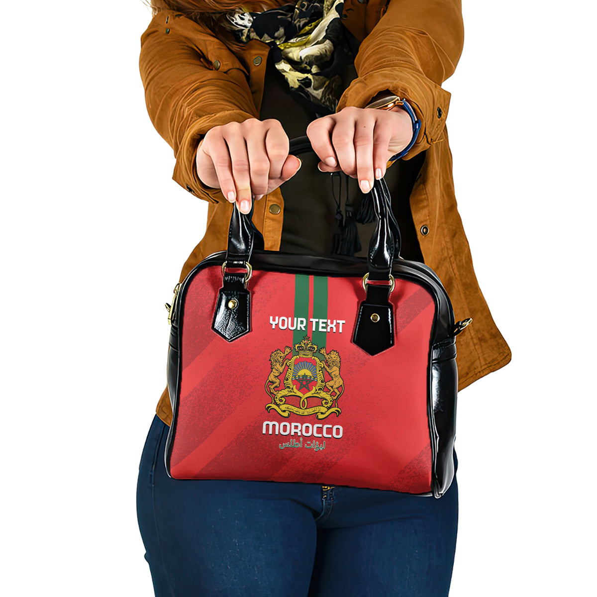 Custom Morocco Football Shoulder Handbag Go Lionesses of Atlas