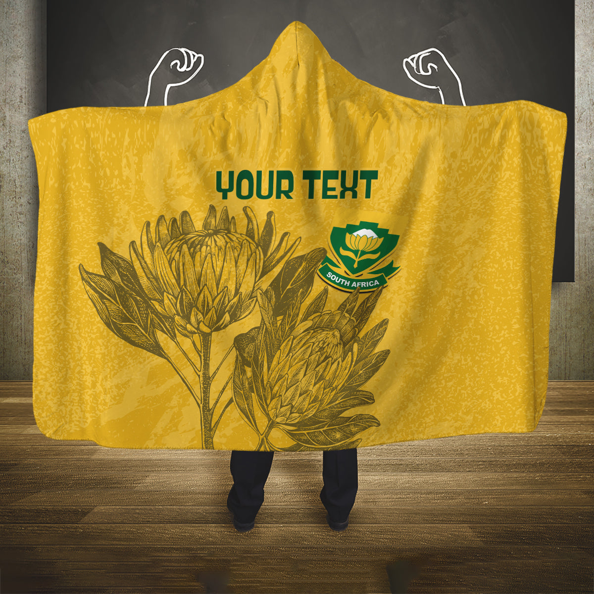 Custom South Africa Soccer Hooded Blanket Go Banyana Banyana Proteas