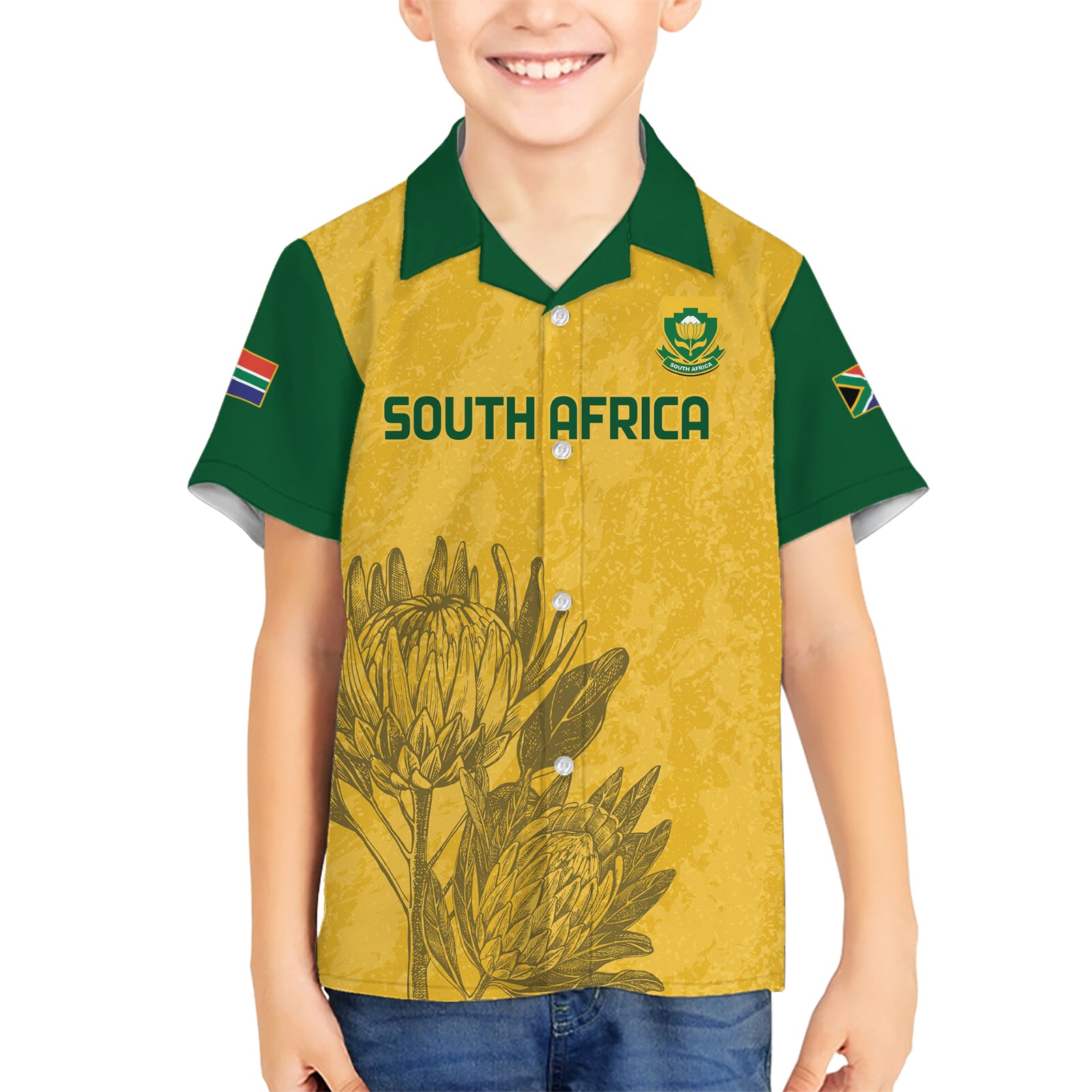 Custom South Africa Soccer Kid Hawaiian Shirt Go Banyana Banyana Proteas - Wonder Print Shop