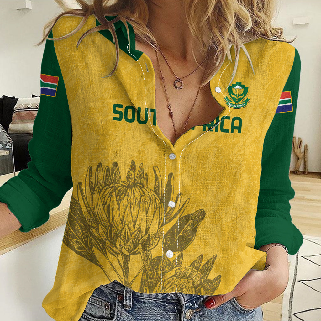 Custom South Africa Soccer Women Casual Shirt Go Banyana Banyana Proteas