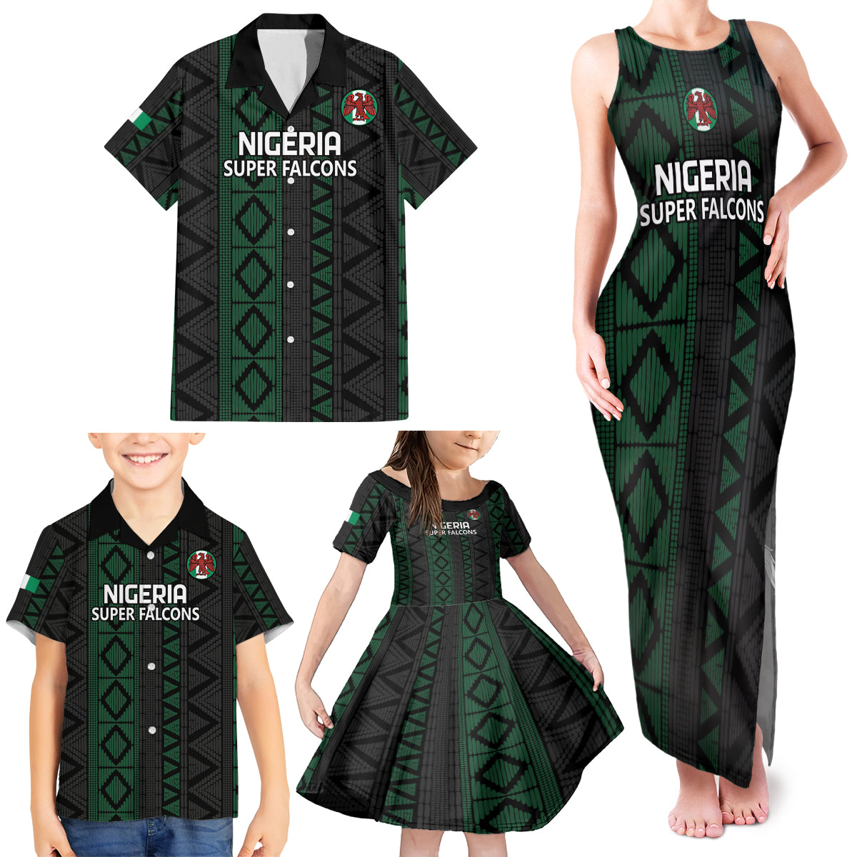 Custom Nigeria Football Family Matching Tank Maxi Dress and Hawaiian Shirt Go Super Falcons African Pattern - Wonder Print Shop