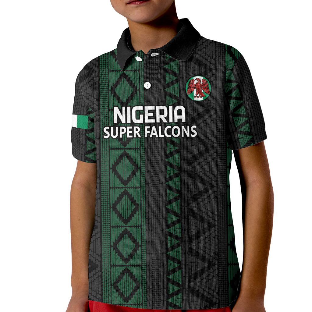 Custom Nigeria Football Kid Polo Shirt Go Super Falcons African Pattern - Wonder Print Shop