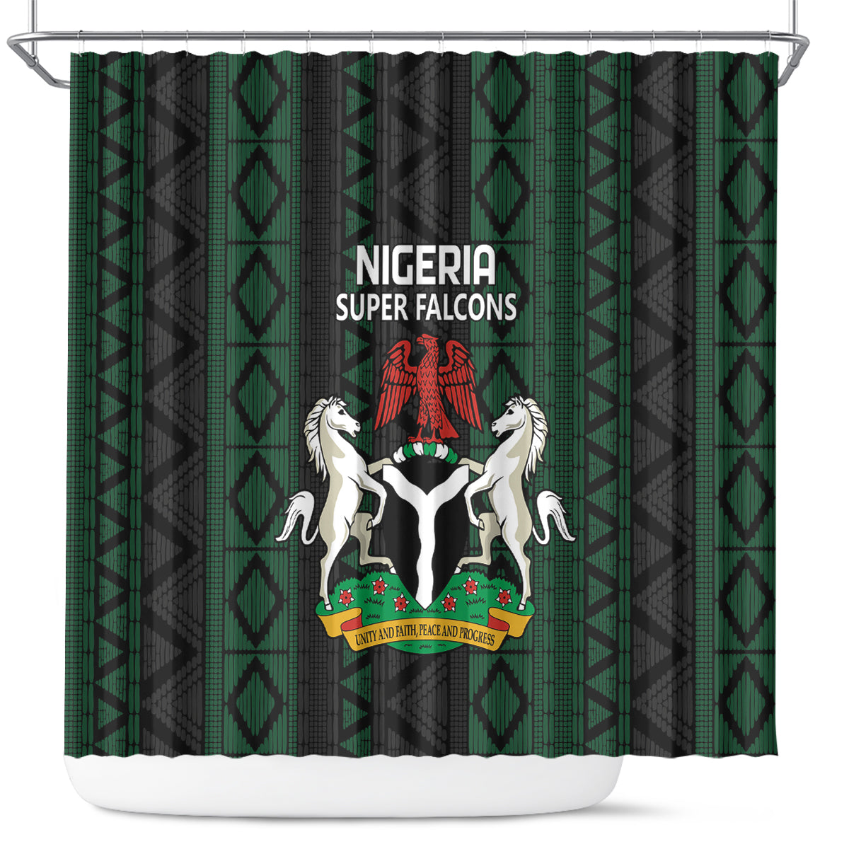 Custom Nigeria Football Shower Curtain Go Super Falcons African Pattern