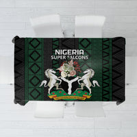 Black and green Africa-pattern tablecloth with Super Falcons crest and decorative lions