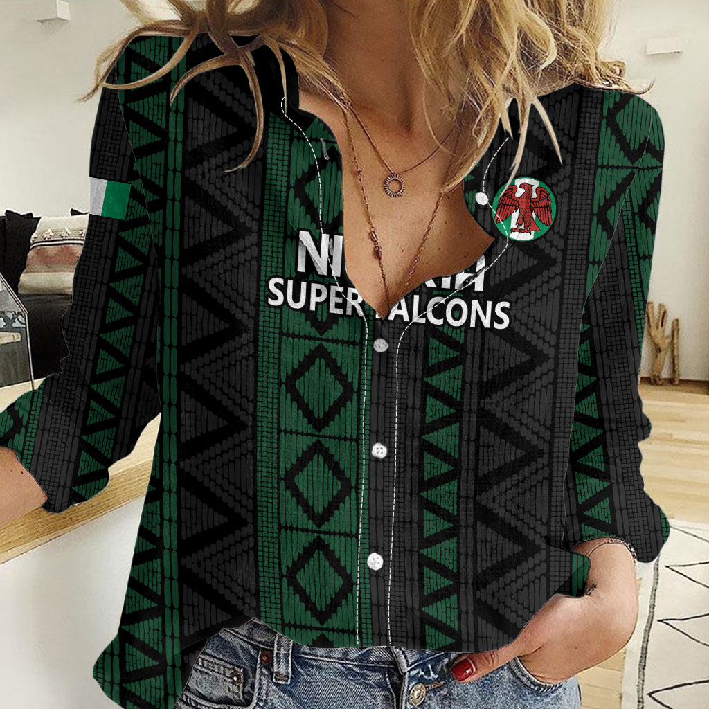 Custom Nigeria Football Women Casual Shirt Go Super Falcons African Pattern - Wonder Print Shop