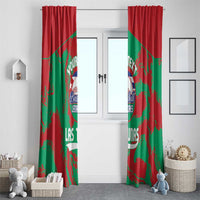 Pair of red and green baseball-themed curtains with team logo centered on each panel