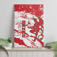 Red Mexico-themed canvas wall art with green bull emblem and white paint-splatter streaks